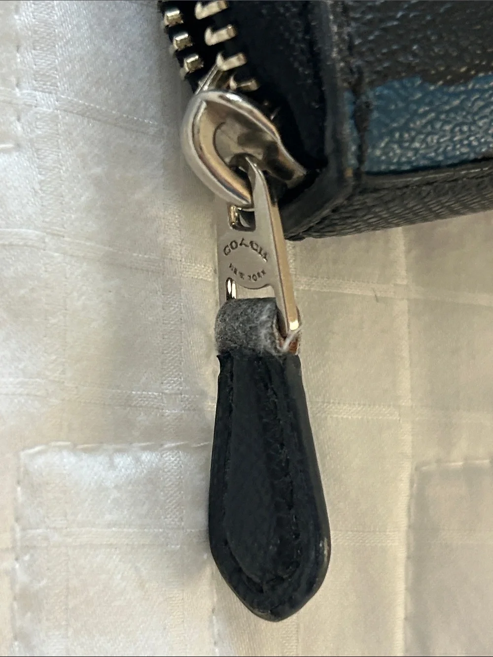 Coach Teal and Black Leopard Zip Wallet
